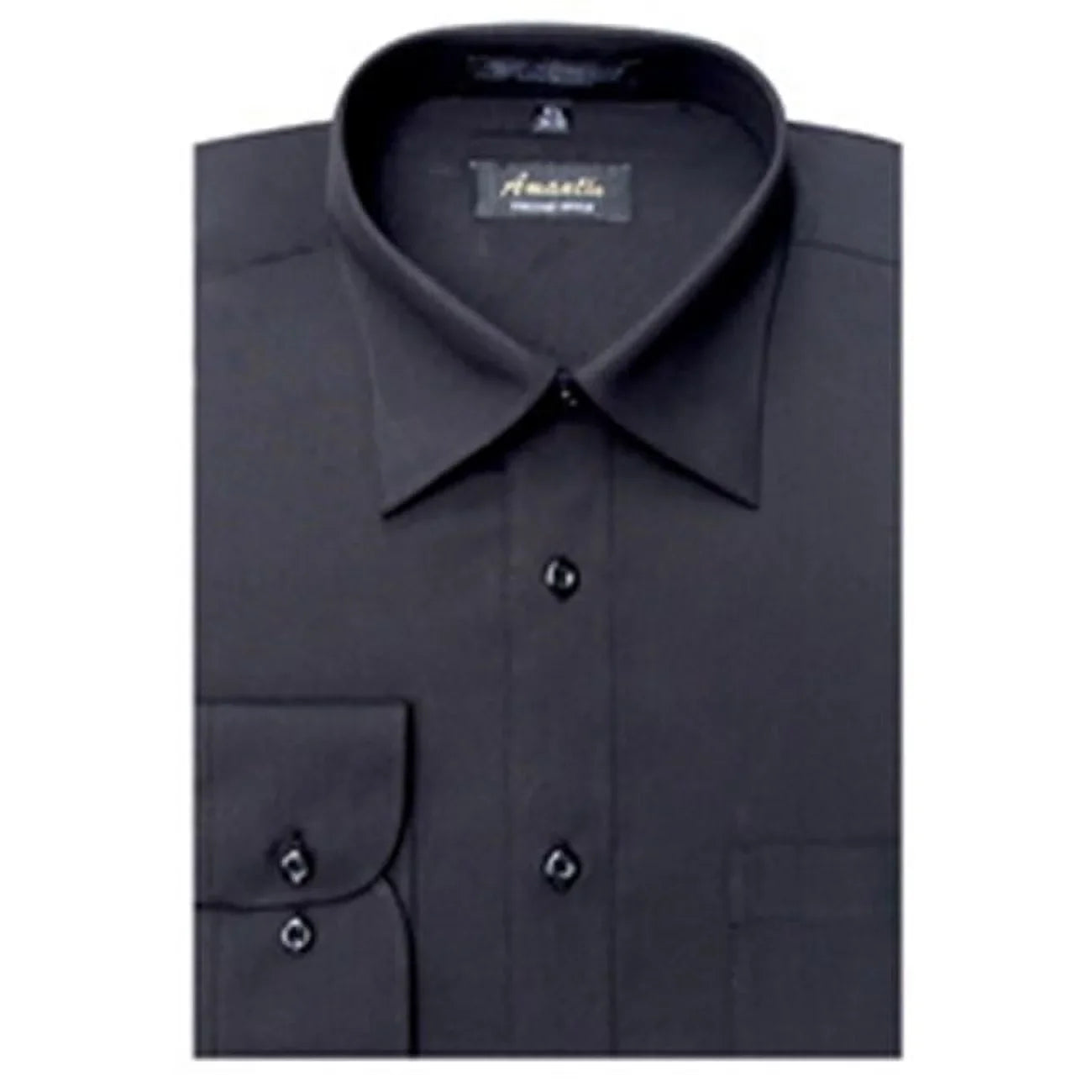 Men's Wrinkle Free Solid Black Dress Shirt