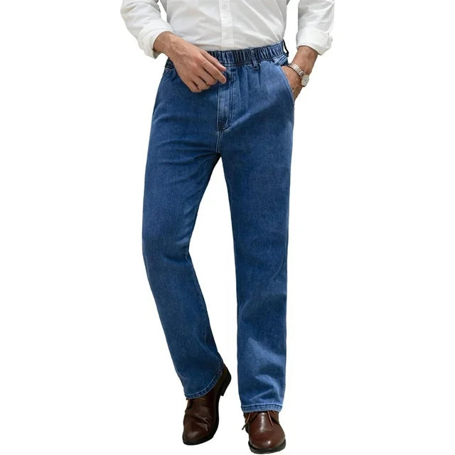 Men's elastic waistband jeans loose fit pants casual men's elastic waistband pants