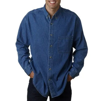 UltraClub 8960 Mens Long-Sleeve Denim Shirt