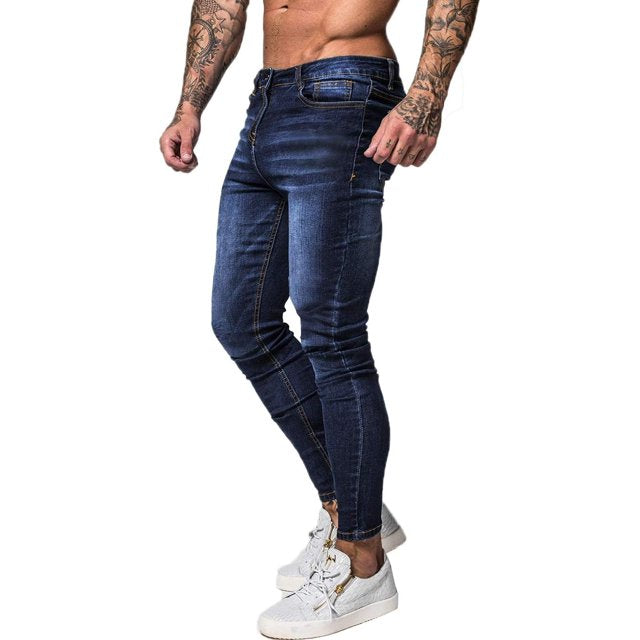 New Men's Tight Jeans Fashion Trend Pants Elastic Split Cone Pants